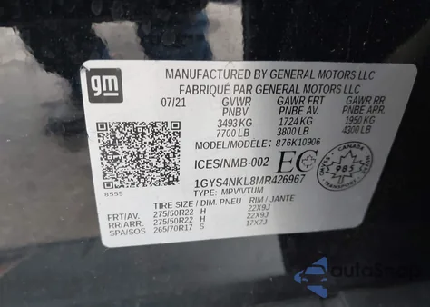 2021 Cadillac Escalade Esv 4Wd Sport z USA, uszkodzony, nr VIN 1GYS4NKL8MR426967